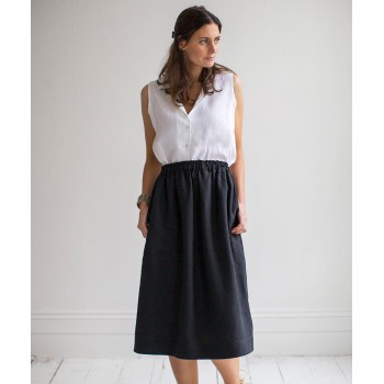 BLACK LINEN SKIRT 